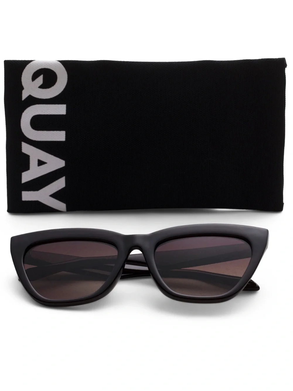 QUAY For Keeps Sunglasses Espresso Frame Brown Gradient Lens Cateye NEW